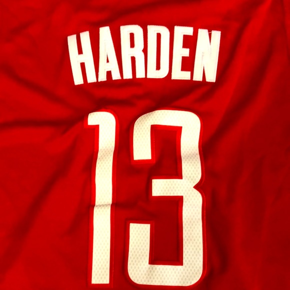 Adidas L Top Red White Jersey Rockets Short Sleeve Harden 13 Excellent Condition - Picture 12 of 13